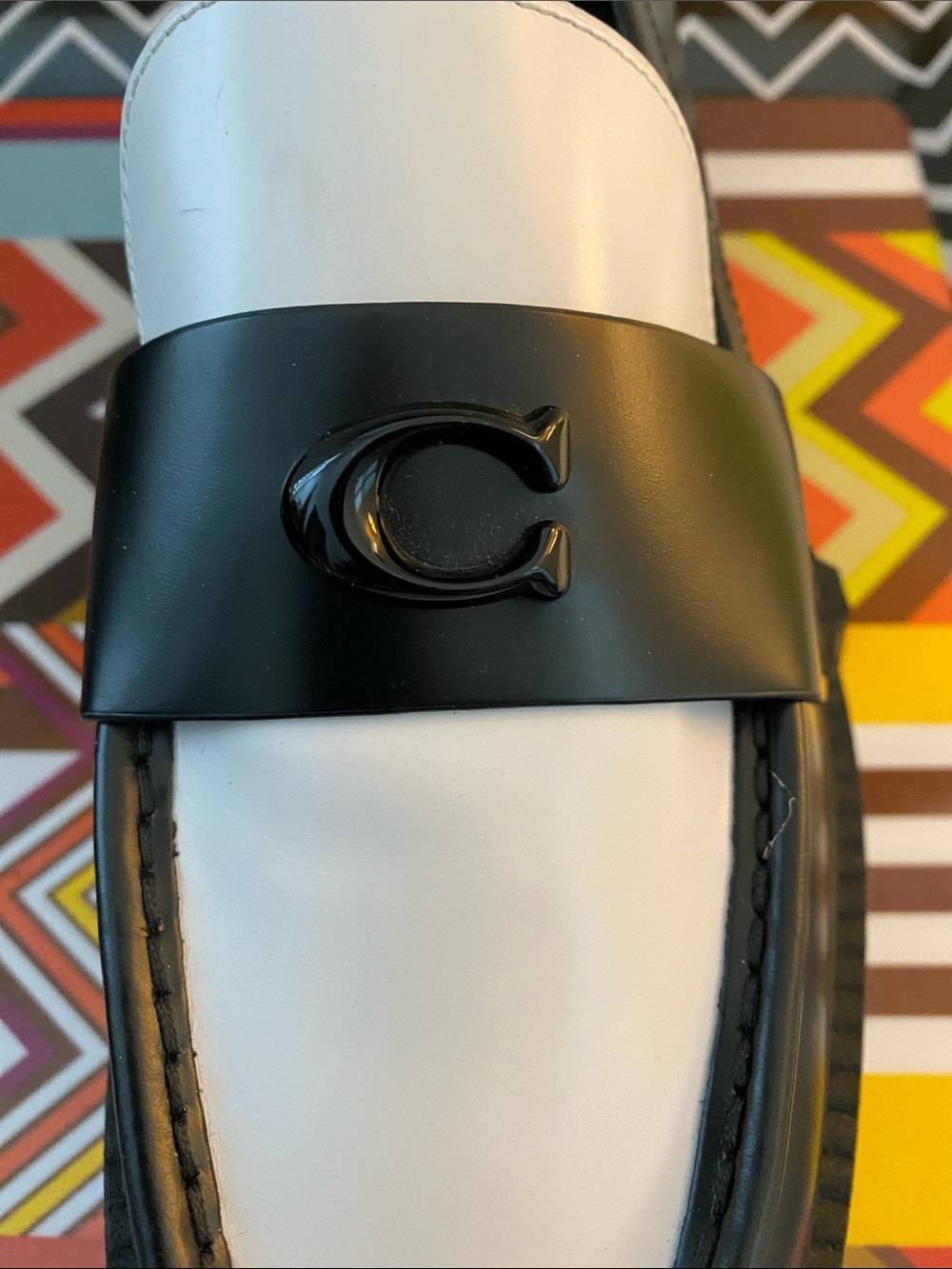 Coach Leah Leather Loafers Black & White Size 9 NWT - Picture 5 of 5
